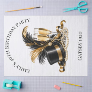 Papel De Seda Fiesta de cumpleaños Gatsby 1920 negro y dorado