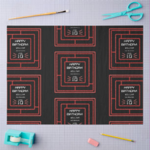 Papel De Seda Fiesta de cumpleaños infantil de videojuegos retro