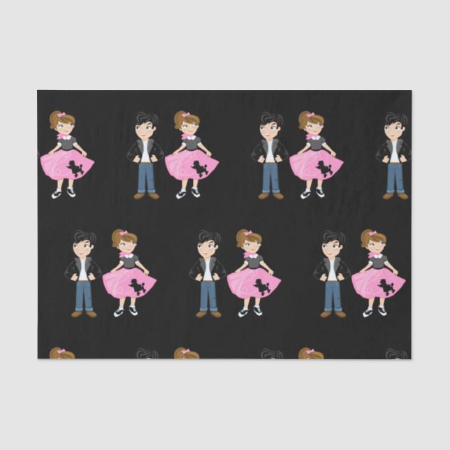 Papel De Seda Fiesta de cumpleaños Retro Sock Hop (Anverso)