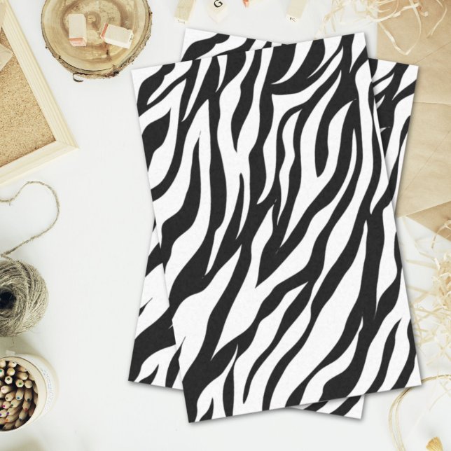 Papel De Seda Fiesta de cumpleaños safari chic de estampado de c (Chic black white zebra print safari birthday party tissue paper)