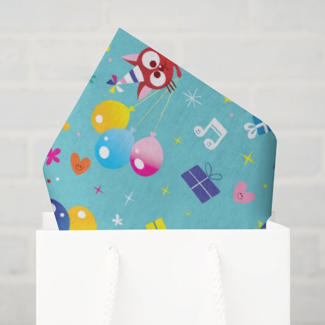 Papel De Seda Fiesta de cumpleaños verde azulado (Bolsa de regalo)
