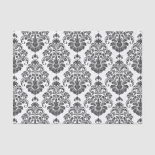 Papel De Seda fiesta de Damask blanco y negro elegante