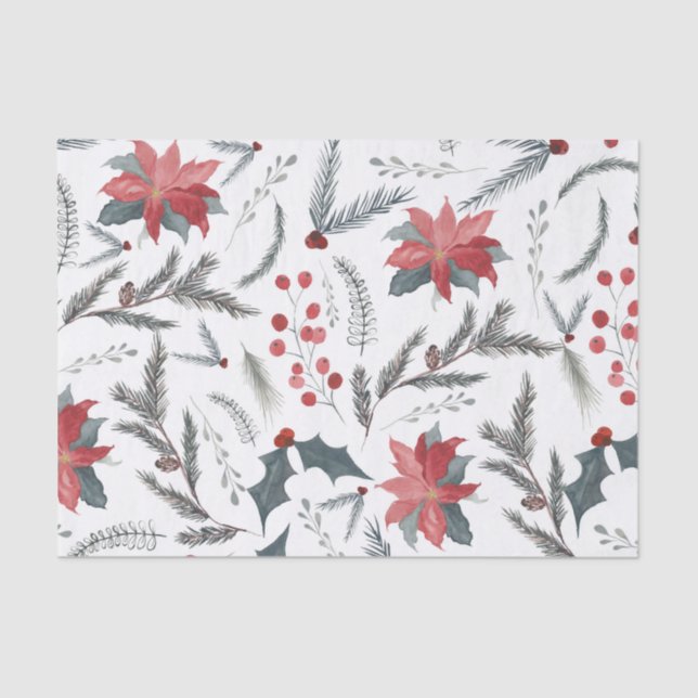 Papel De Seda Fiesta de feriado de invierno de pino botánico Ber (Anverso)