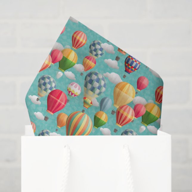 Papel De Seda fiesta de globos de aire caliente con azulejos fre (Bolsa de regalo)