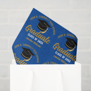 Papel De Seda Fiesta de Graduación Personalizada Blue Gold Gradu