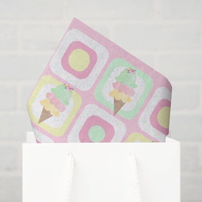 Papel De Seda Fiesta de Helado con Acuarela (Bolsa de regalo)
