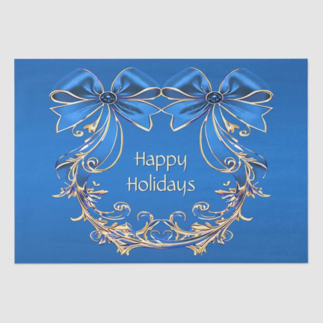 Papel De Seda Fiesta de las Flores de Oro Azul (Anverso)