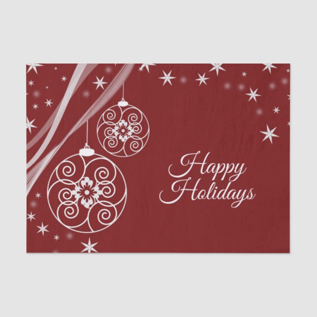 Papel De Seda Fiesta de Navidad Adornos Blancos Estrellas Rojo E (Anverso)