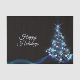 Papel De Seda Fiesta de Navidad Árbol Azul Brillante Negro Elega