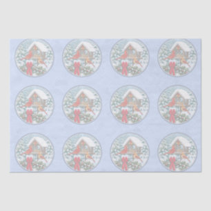 Papel De Seda Fiesta de Navidad de Cardenales Azul
