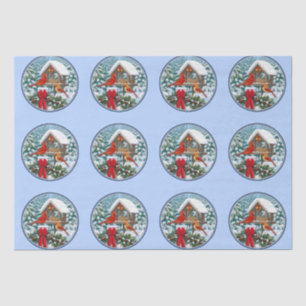 Papel De Seda Fiesta de Navidad de Cardenales Azul