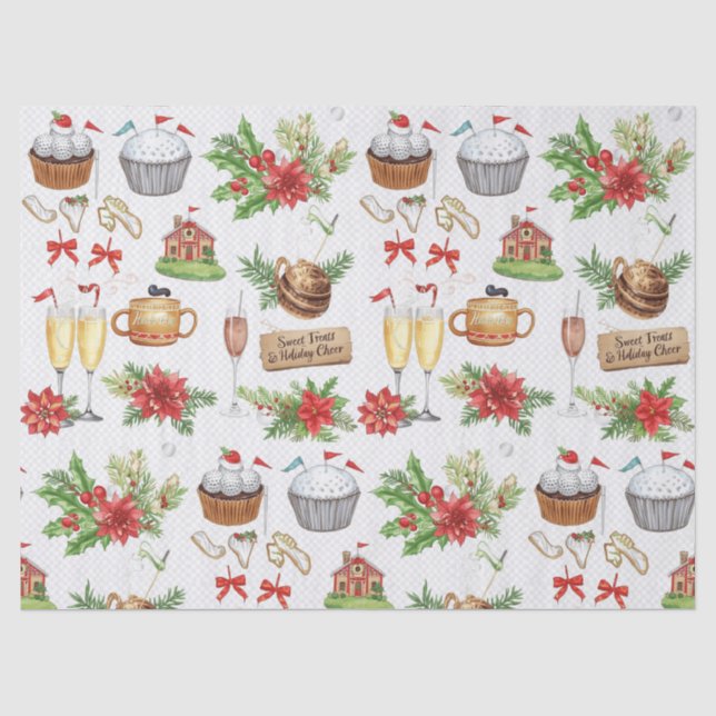 Papel De Seda Fiesta de Navidad de Golf con temática de panaderí (Anverso)