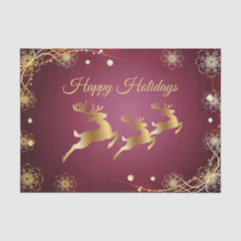 Papel De Seda Fiesta de navidades Renos dorados Rosa Rojo Elegan