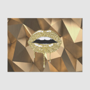 Papel De Seda Fiesta de Oro Lujo Glam Brillo Goteo Labios Gotean