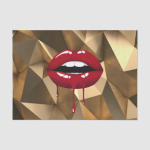 Papel De Seda Fiesta de Oro Lujo Glam Labios Goteantes Rojo