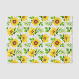 Papel De Seda Fiesta de patrón botánico de girasoles y madera rú