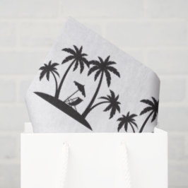 Papel De Seda Fiesta de playa en baldosas con palmera blanca y n