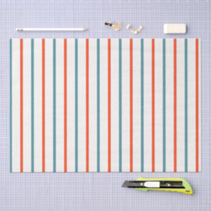 Papel De Seda Fiesta de rayas naranjas y azules de Navidad en ju