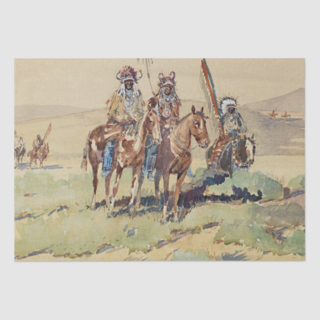 Papel De Seda Fiesta de Scouts Arte Occidental de Edward Borein (Anverso)