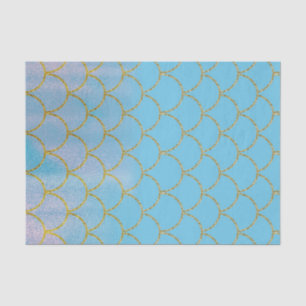 Papel De Seda Fiesta de Sirena con Brillo Irisado Azul y Dorado