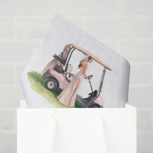 Papel De Seda Fiesta de soltera golfista mujer & carrito rosa (Bolsa de regalo)