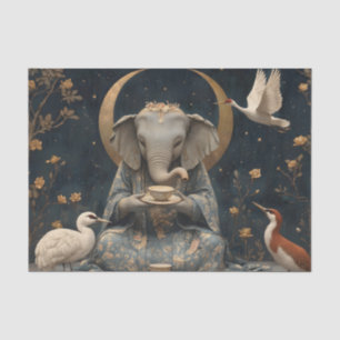 Papel De Seda Fiesta De Té De Elefante Mítico Bajo Crescent Moon
