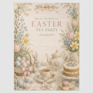 Papel De Seda Fiesta de té de Pascua, Celebración floral vintage