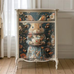 Papel De Seda Fiesta de té de ratón floral Cottagecore vintage