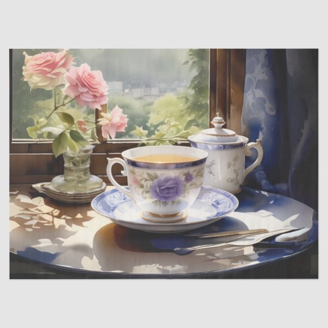 Papel De Seda Fiesta de té victoriana decoupage (Anverso)