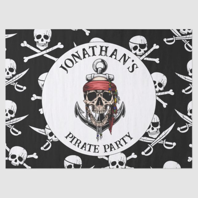 Papel De Seda Fiesta de tema pirata "Adult Skull". NAUTICAL (Anverso)