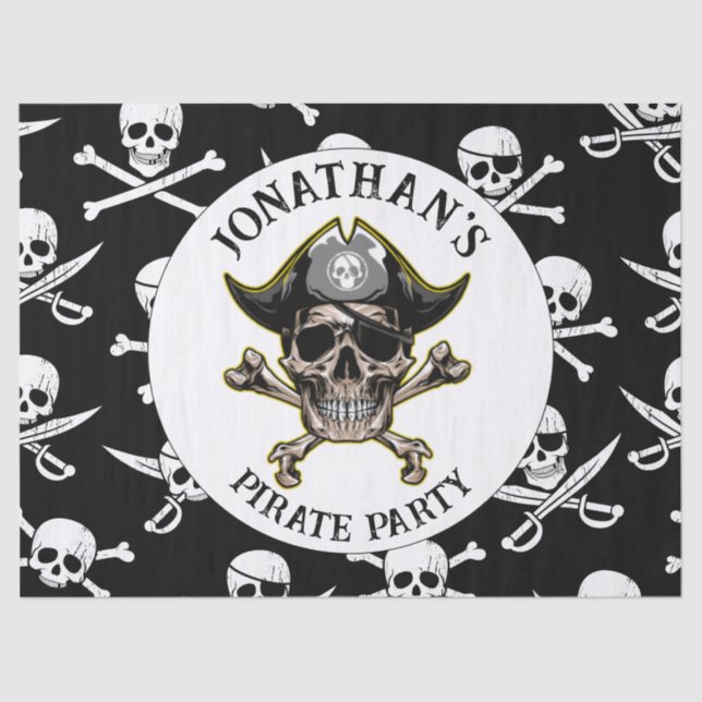 Papel De Seda Fiesta de temas piratas Skull adulto.Cross Bones (Anverso)