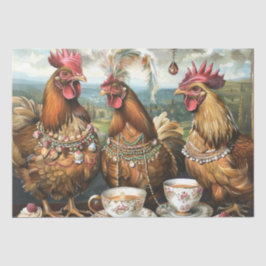 Papel De Seda Fiesta del té de Gallos y Pollitos Decoupage