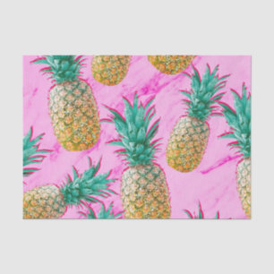 Papel De Seda Fiesta Divertida Tropical de Piñas y Mármol Rosa C