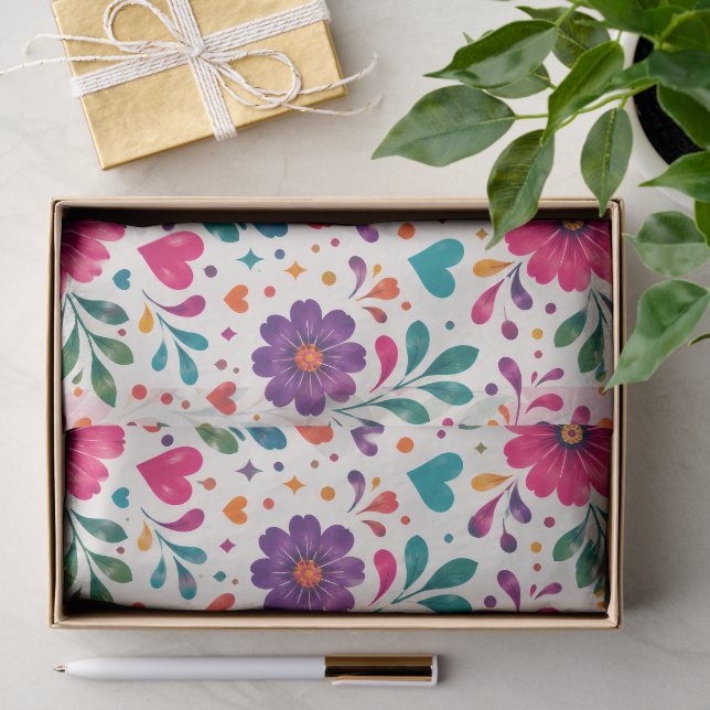 Papel De Seda Fiesta Floral Cumpleaños Español (Regalo )