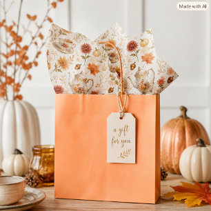 Papel De Seda Fiesta Floral de Té de Otoño Patrón de Calabaza