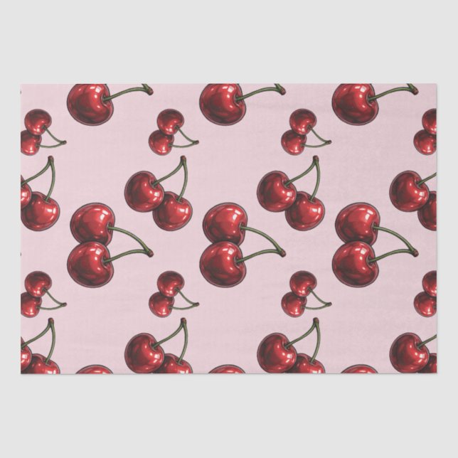 Papel De Seda Fiesta Glossy Red Cherries Retro Glam (Anverso)