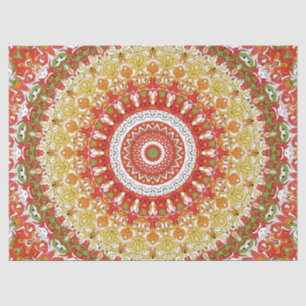 Papel De Seda Fiesta Mandala Pattern en rojo, amarillo y verde