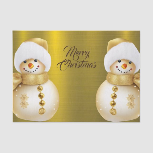 Papel De Seda Fiesta navidad Golden Snowman vacaciones de invier (Anverso)