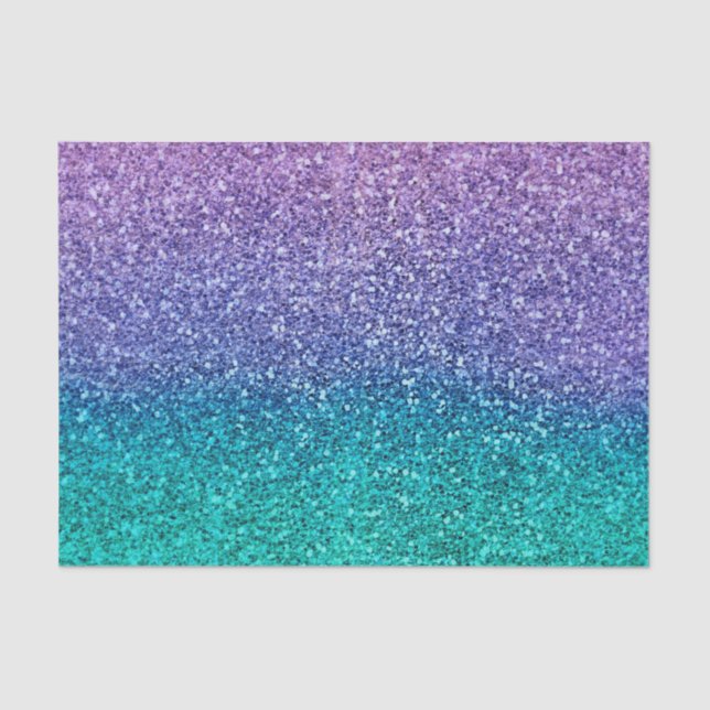 Papel De Seda Fiesta Purpura Lavanda y Verde Acuático Brillante (Anverso)