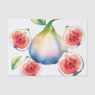 Papel De Seda Fig de acuarela fresca con blanco suave