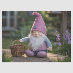 Papel De Seda Figura de gnomo de peluche con cesta tejida en ver