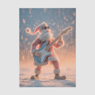 Papel De Seda Figura de Santa Claus tocando una guitarra eléctri