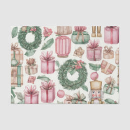 PAPEL DE SEDA FIGURAS DE CASCANUECES NAVIDEÑAS ROSADAS Y VERDES