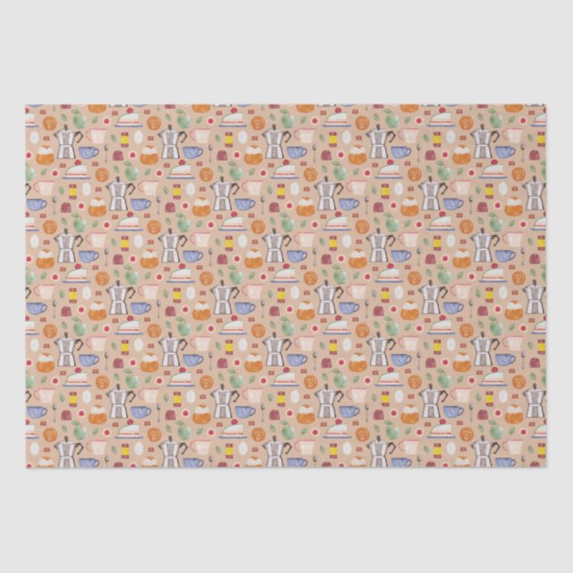 Papel De Seda Fika (Peach Tender) - Patrón acuarela (Anverso)