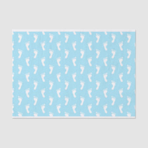 PAPEL DE SEDA FILAS DE LOS PIES DE BEBÉ AZUL PASTEL