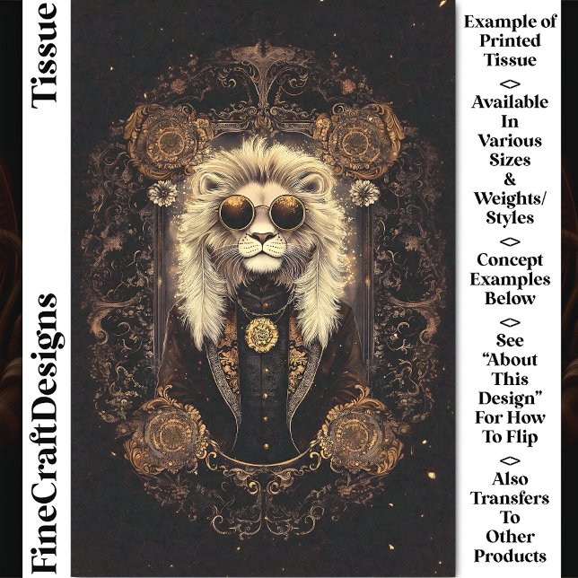 Papel De Seda Filial de Guay Lion Art Nouveau Gold CM5 Decoupage (Subido por el creador)
