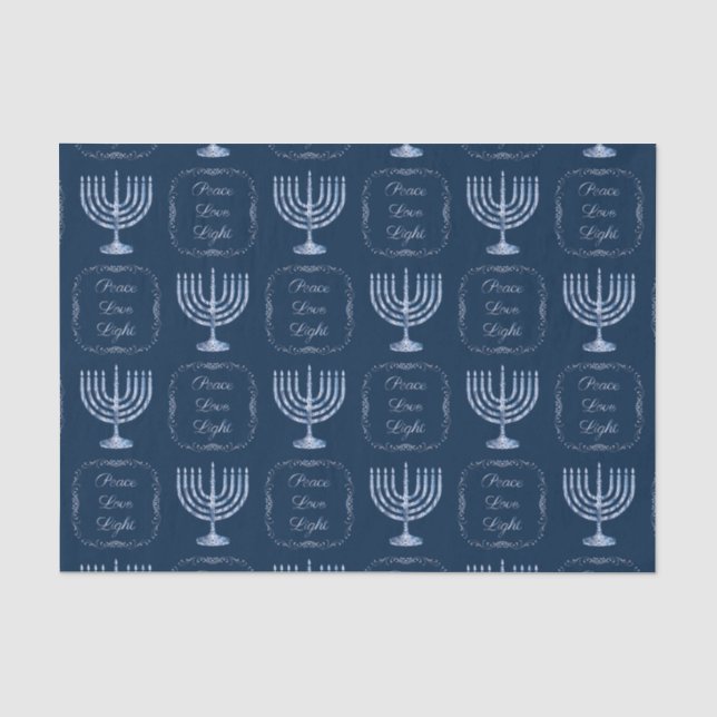 Papel De Seda Filigree metálica Menorah Paz Luz de Amor (Anverso)