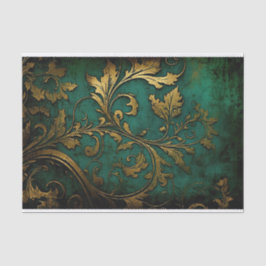 Papel De Seda Filigree - Verde y Oro