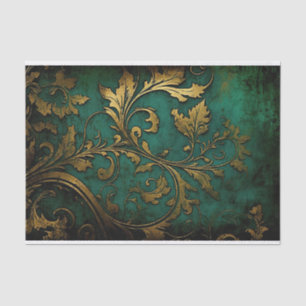 Papel De Seda Filigree - Verde y Oro
