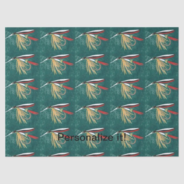 Papel De Seda "Fin de trucha", mosca húmeda, ataduras con mosca, (Anverso)